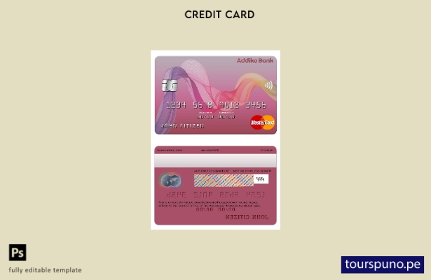 lista para imprimir plantilla de mastercard del banco Addiko de Bosnia y Herzego